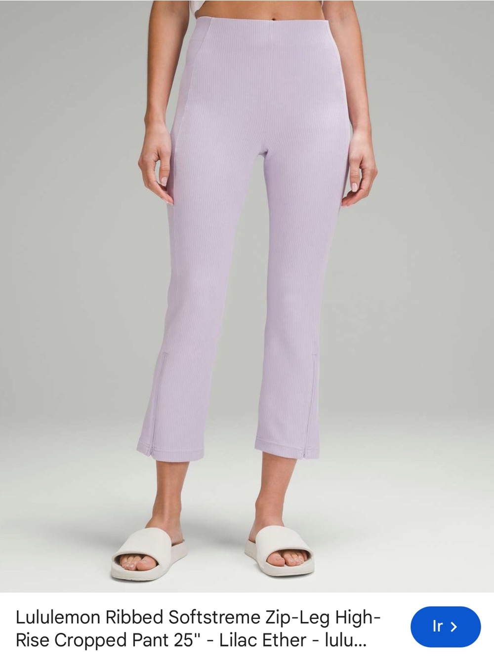 lululemon athletica Lilac Ribbed Zip-Leg High-Rise Cropped Pants
